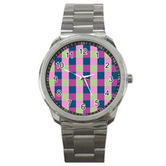 Pink Teal Lime Orchid Pattern Sport Metal Watch by Nexatart