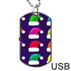 Santa Hats Santa Claus Holidays Dog Tag Usb Flash (one Side) by Nexatart