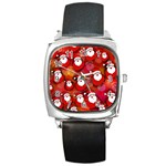 Seamless Santa Tile Square Metal Watch Front