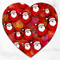 Seamless Santa Tile Jigsaw Puzzle (heart) by Nexatart