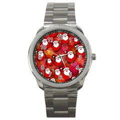 Seamless Santa Tile Sport Metal Watch by Nexatart