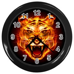 Tiger Wall Clocks (black) by Nexatart