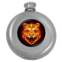 Tiger Round Hip Flask (5 Oz) by Nexatart