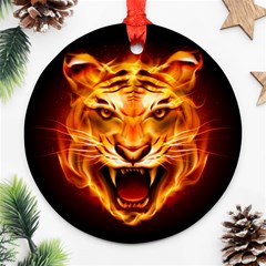 Tiger Round Ornament (two Sides) by Nexatart