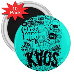 Typography Illustration Chaos 3  Magnets (10 Pack)  by Nexatart