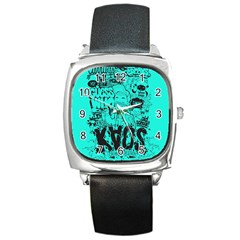 Typography Illustration Chaos Square Metal Watch by Nexatart