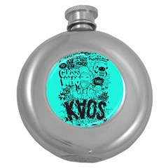 Typography Illustration Chaos Round Hip Flask (5 Oz) by Nexatart