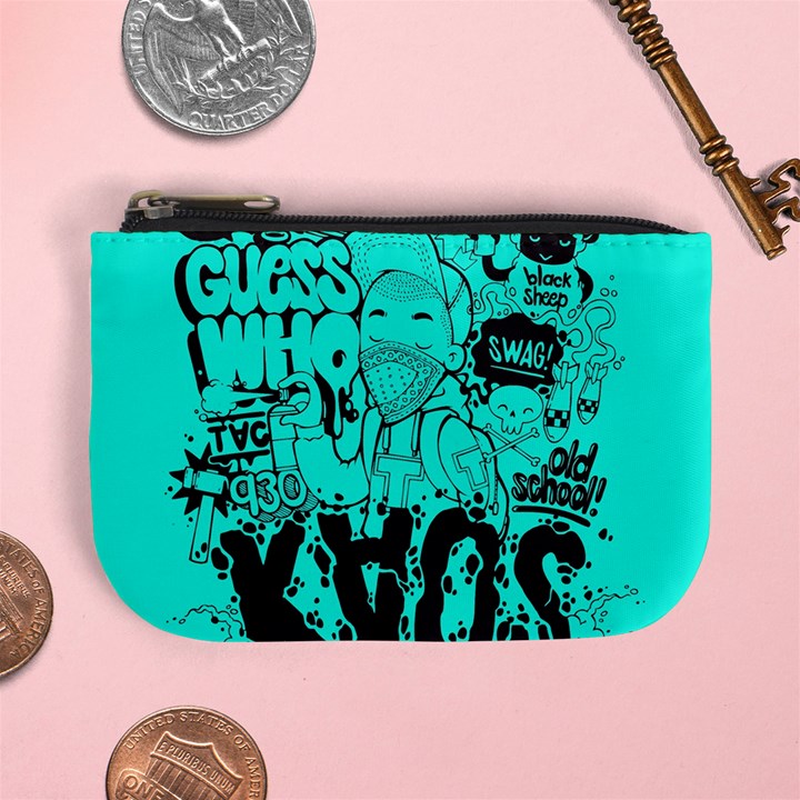 Typography Illustration Chaos Mini Coin Purses