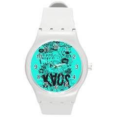 Typography Illustration Chaos Round Plastic Sport Watch (m) by Nexatart