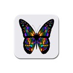 Abstract Animal Art Butterfly Rubber Square Coaster (4 pack)  Front