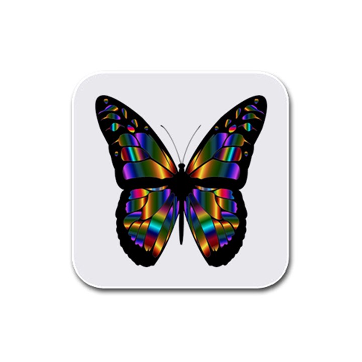 Abstract Animal Art Butterfly Rubber Square Coaster (4 pack) 