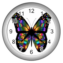 Abstract Animal Art Butterfly Wall Clocks (silver)  by Nexatart