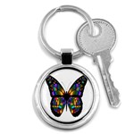 Abstract Animal Art Butterfly Key Chains (Round)  Front