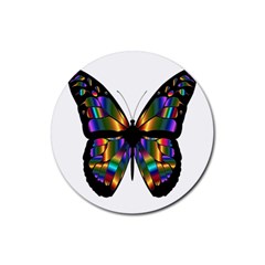 Abstract Animal Art Butterfly Rubber Coaster (round)  by Nexatart