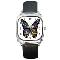 Abstract Animal Art Butterfly Square Metal Watch by Nexatart