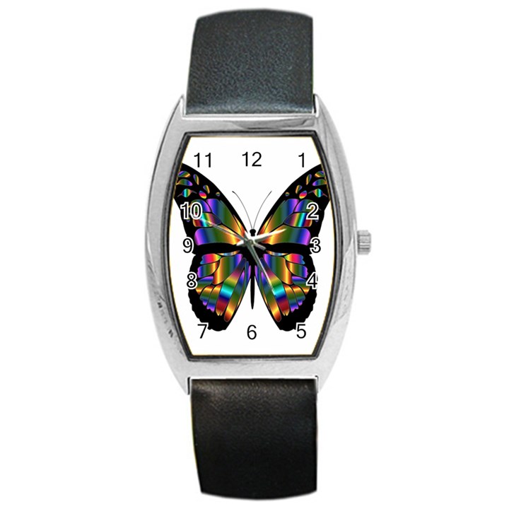 Abstract Animal Art Butterfly Barrel Style Metal Watch