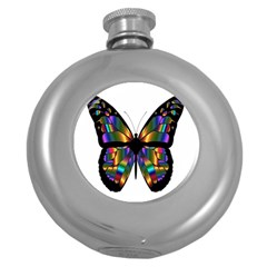 Abstract Animal Art Butterfly Round Hip Flask (5 Oz) by Nexatart