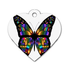 Abstract Animal Art Butterfly Dog Tag Heart (two Sides) by Nexatart