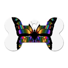 Abstract Animal Art Butterfly Dog Tag Bone (two Sides) by Nexatart