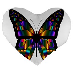 Abstract Animal Art Butterfly Large 19  Premium Flano Heart Shape Cushions by Nexatart