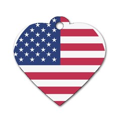 American Flag Dog Tag Heart (two Sides) by Nexatart