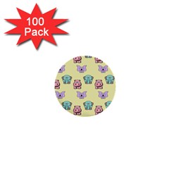 Animals Pastel Children Colorful 1  Mini Buttons (100 Pack)  by Nexatart