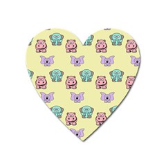 Animals Pastel Children Colorful Heart Magnet by Nexatart