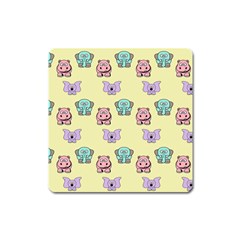 Animals Pastel Children Colorful Square Magnet by Nexatart