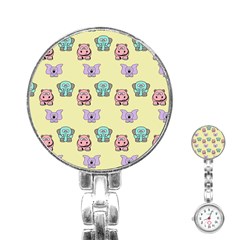 Animals Pastel Children Colorful Stainless Steel Nurses Watch by Nexatart