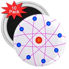 Atom Model Vector Clipart 3  Magnets (10 Pack)  by Nexatart