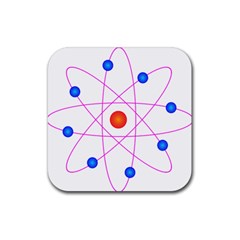 Atom Model Vector Clipart Rubber Coaster (square)  by Nexatart