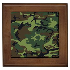 Camouflage Green Brown Black Framed Tiles by Nexatart