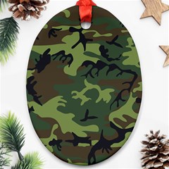 Camouflage Green Brown Black Ornament (oval) by Nexatart