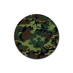 Camouflage Green Brown Black Rubber Round Coaster (4 Pack)  by Nexatart