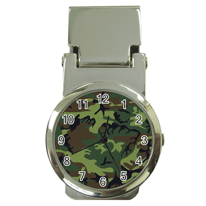 Camouflage Green Brown Black Money Clip Watches