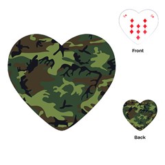 Camouflage Green Brown Black Playing Cards (heart)  by Nexatart