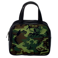 Camouflage Green Brown Black Classic Handbags (one Side) by Nexatart