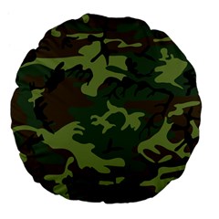 Camouflage Green Brown Black Large 18  Premium Flano Round Cushions by Nexatart