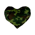 Camouflage Green Brown Black Standard 16  Premium Flano Heart Shape Cushions Back