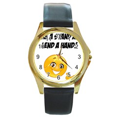 Take A Stand! Round Gold Metal Watch by athenastemple