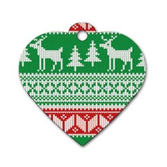 Christmas Jumper Pattern Dog Tag Heart (one Side) by Nexatart