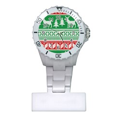 Christmas Jumper Pattern Plastic Nurses Watch by Nexatart