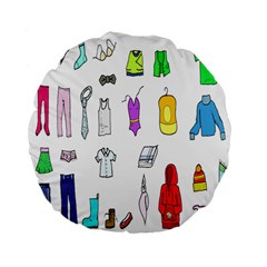 Clothing Boots Shoes Shorts Scarf Standard 15  Premium Flano Round Cushions by Nexatart