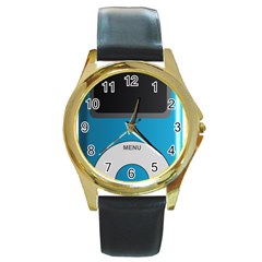 Digital Mp3 Musik Player Round Gold Metal Watch by Nexatart