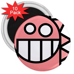 Dragon Head Pink Childish Cartoon 3  Magnets (10 Pack)  by Nexatart