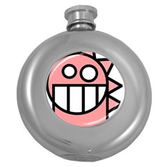 Dragon Head Pink Childish Cartoon Round Hip Flask (5 Oz) by Nexatart