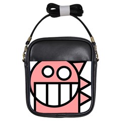 Dragon Head Pink Childish Cartoon Girls Sling Bags by Nexatart