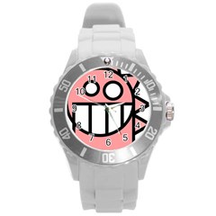 Dragon Head Pink Childish Cartoon Round Plastic Sport Watch (l) by Nexatart