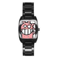 Dragon Head Pink Childish Cartoon Stainless Steel Barrel Watch by Nexatart