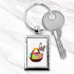 Easter Bunny Eggs Nest Basket Key Chains (rectangle)  by Nexatart